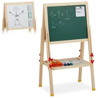 Relaxdays Standtafel Kinder, höhenverstellbar - magnetisch, Holz, Whiteboard &
