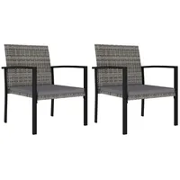 VidaXL Garten-Essstühle 2 Stk. Poly Rattan Grau