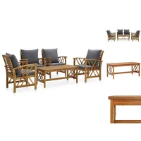 VidaXL 5-tlg. Garten-Lounge-Set mit Auflagen Massivholz Akazie