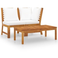 VidaXL Garten-Lounge-Set Akazie Massivholz 3-tlg. Kissen creme