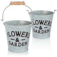 COM-FOUR® 2X Blumentopf aus Metall - Pflanzentopf - Mini