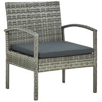 VidaXL Gartenstuhl mit Kissen Poly Rattan Grau