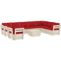 VidaXL Garten-Sofagarnitur 10-tlg. natur/rot
