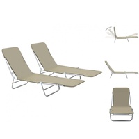 VidaXL Klappliegen 2 Stk. Stahl und Stoff Taupe