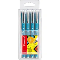 Stabilo worker+ colorful medium Tintenroller blau/weiß, 4er-Pack, Etui (2019/4-41)
