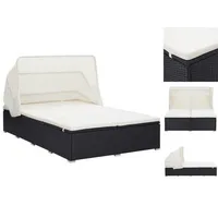 VidaXL Sonnenliege 194 x 120,5 x 110 cm schwarz/cremeweiß