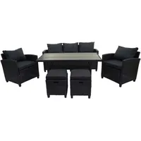 Mendler Poly-Rattan Garnitur HWC-E95, Garten-/Lounge-Set Sitzgruppe, Spun Poly halbrundes