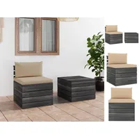 VidaXL Garten-Sofagarnitur aus Paletten 2-tlg. Kiefernholz/beige