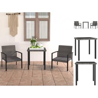 VidaXL 3-tlg. Garten-Essgruppe Poly Rattan Grau