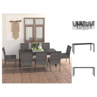 VidaXL 9-tlg. Garten-Essgruppe Poly Rattan Grau