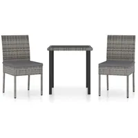 VidaXL 3-tlg. Garten-Essgruppe Poly Rattan Grau