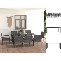 VidaXL 9-tlg. Garten-Essgruppe Poly Rattan Grau