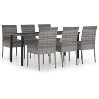 VidaXL 7-tlg. Garten-Essgruppe Poly Rattan Grau