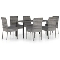 VidaXL 7-tlg. Garten-Essgruppe Poly Rattan Grau