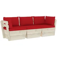 VidaXL Garten-Palettensofa 3-Sitzer mit Kissen Fichtenholz