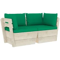 VidaXL Garten-Palettensofa 2-Sitzer mit Kissen Fichtenholz