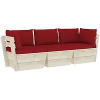 VidaXL Garten-Palettensofa 3-Sitzer mit Kissen Fichtenholz