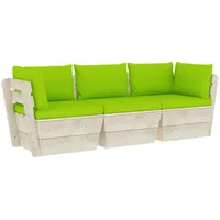 VidaXL Garten-Palettensofa 3-Sitzer mit Kissen Fichtenholz