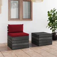 VidaXL Garten-Sofagarnitur 2-tlg. grau/weinrot