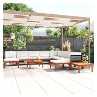 VidaXL 12-tlg. Garten-Lounge-Set mit Kissen Cremeweiß Massivholz Akazie