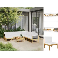 VidaXL 9-tlg. Garten-Lounge-Set mit Kissen Cremeweiß Massivholz Akazie &