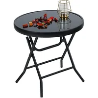 PHIVILLA PHI VILLA Klappbar Runder Beistelltisch Glas Metall Gartentisch