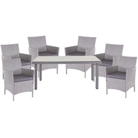 MCW Poly-Rattan-Garnitur Hamar, Gartenmöbel Balkon-Set Sitzgarnitur - grau, Kissen