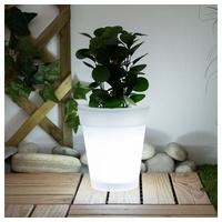 ETC Shop LED Solarleuchte, Blumentopf weiß-satiniert, 17 cm