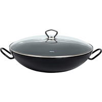 RIESS Wok mit Glasdeckel Ø36cm Pfanne - Kochtopf, Schwarz