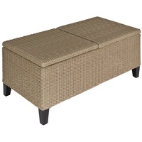 Outsunny Polyrattan Garten Balkontisch ausziehbar Stahl Khaki 103 x