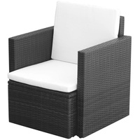 VidaXL Gartenstuhl mit Polstern und Kissen Poly Rattan Schwarz