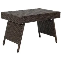 Costway Rattantisch klappbar, Beistelltisch Polyrattan Gartentisch, Bistrotisch Kaffeetisch 60x40x40