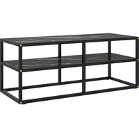 VidaXL TV-Schrank Schwarz mit Schwarzer Marmor-Optik Glas 100x40x40 cm