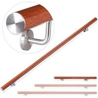 Relaxdays Handlauf Aluminium, Eiche-Optik, 100 cm, Ø 42mm, mit