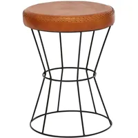 FineBuy Sitzhocker Braun 35x48 cm Lederhocker Modern Echtleder Hocker