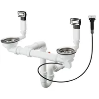 Hansgrohe Automatische Ab- und Überlaufgarnitur für Doppelbecken, Edelstahl