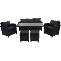 MCW Poly-Rattan Garnitur E95 6-teilig Schwarz Kissen Anthrazit