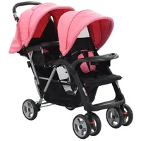 VidaXL Geschwisterwagen rosa und schwarz
