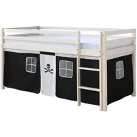 Homestyle4u Hochbett 90 x 200 cm Kiefer massiv weiß