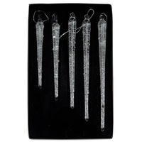 Levandeo 5X Deko Anhänger Eiszapfen Glas 10x18cm Winterdeko Weihnachtsdeko