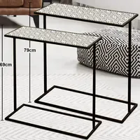 Boltze 2er Set Beistell Wohn Zimmer Tische Schwarz Weiß