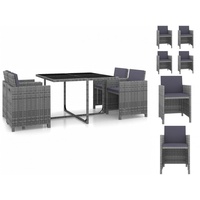 VidaXL 5-tlg. Garten-Essgruppe mit Auflagen Poly Rattan Grau