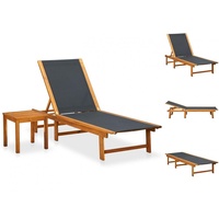 VidaXL Sonnenliege mit Tisch Massivholz und Textilene