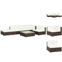VidaXL 6-tlg. Garten-Lounge-Set mit Auflagen Poly Rattan Braun