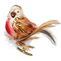 Inge-Glas® Christbaumschmuck Rotkehlchen Glasvogel 7cm (1-tlg), mundgeblasen, handbemalt