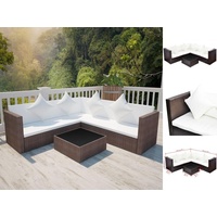 VidaXL 4-tlg. Garten-Lounge-Set mit Kissen Poly-Rattan Braun