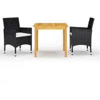 VidaXL 3-tlg. Garten-Essgruppe Schwarz