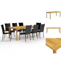 VidaXL Garten-Essgruppe 9-tlg. Schwarz