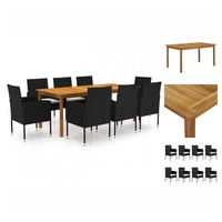 VidaXL Garten-Essgruppe 9-tlg. Schwarz