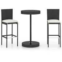 VidaXL Gartenbar-Set 3-tlg. Schwarz